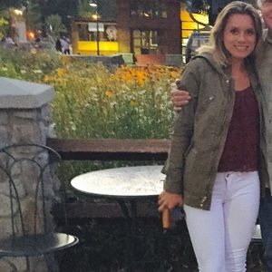 American Eagle Army Green Hooded Jacket Pockets XS